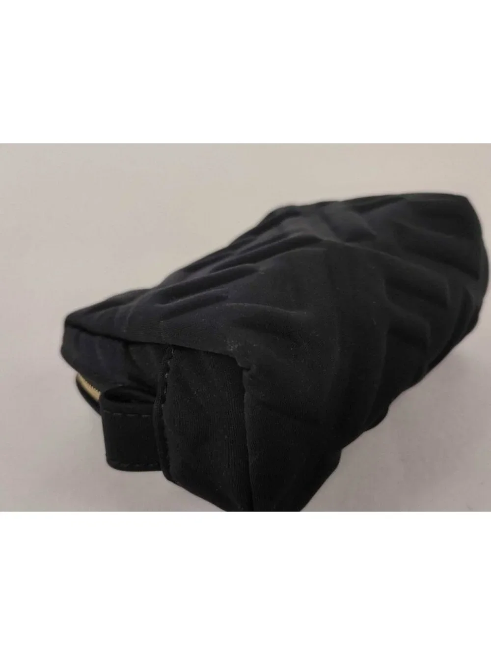 Fendi Pouch Makeuppouch Black Canvas FF Embossed Gold
